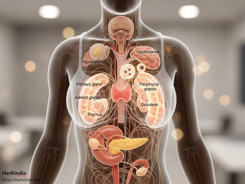 Diagram of the female endocrine system - 800 x 600